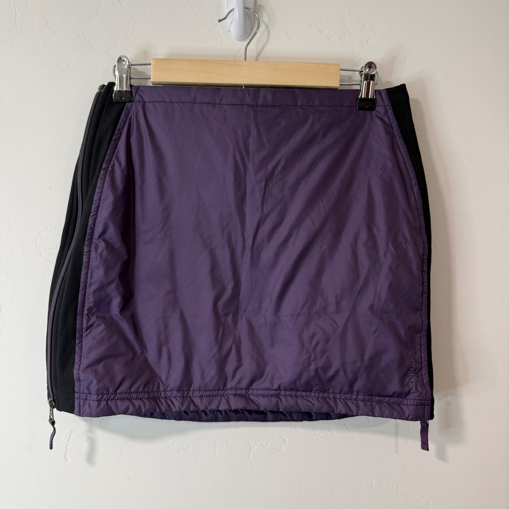 Skhoop Womens Down Insulated Mini Skirt Small Purple Puffer Layering Side Zip